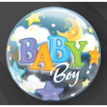 Palloncino Bubble 22" Cm. 56 Qualatex - Baby Boy 2