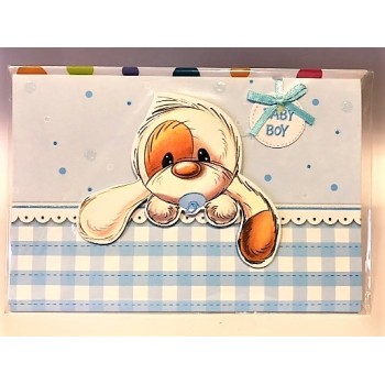 Biglietto auguri Mylo deluxe con applicazioni - Nascita celeste