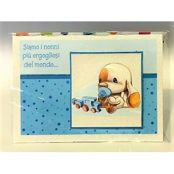 Biglietto auguri Mylo deluxe con applicazioni - Nascita celeste