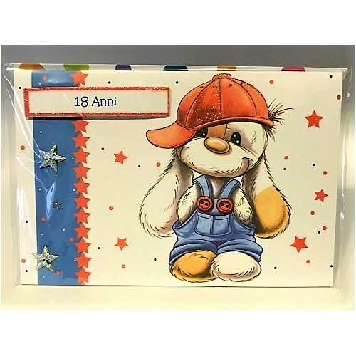 Biglietto auguri classico Mylo deluxe con applicazioni - 18 Anni