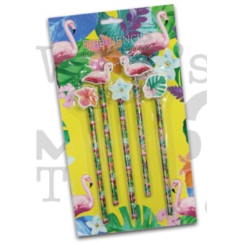 Blister 5 matite con gomma sagomata Fenicottero
