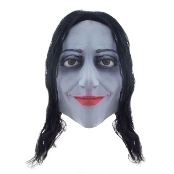 Maschera silicone morbida deluxe con capelli "Morticia" Famiglia Addams