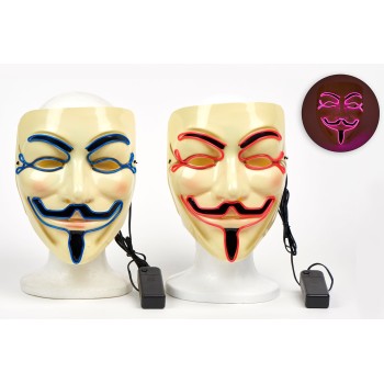 Maschera Anonymous luminosa con led Cm. 22x18 - Colori assortiti