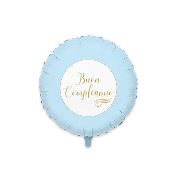 Palloncino mylar 18" Cm. 46 - Buon Compleanno Chic Celeste