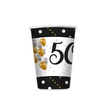 Bicchieri carta 200 cc. Prestige 50 Anni - Confezione 8 pezzi