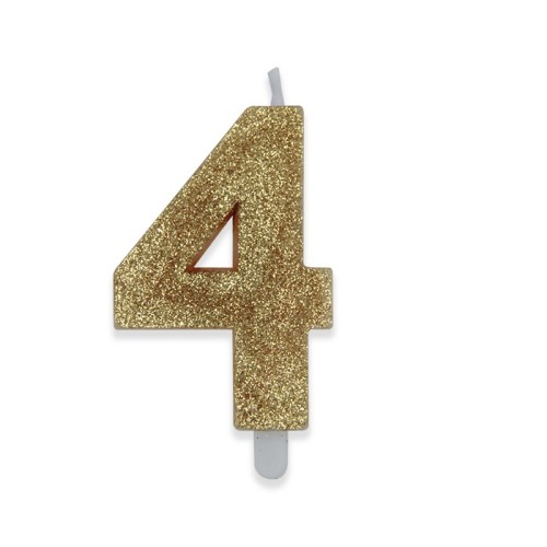 Candelina per torta glitterata Oro Cm. 9 - Nr. 4