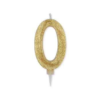 Candelina per torta glitterata maxi Oro Cm. 15 - N. 0