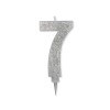 Candelina per torta glitterata maxi Argento Cm. 15 - N. 7