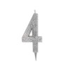 Candelina per torta glitterata maxi Argento Cm. 15 - N. 4