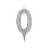 Candelina per torta glitterata maxi Argento Cm. 15 - N. 0