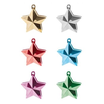 Pesetto per palloncini Stella colorata metallizzata - Colori assortiti