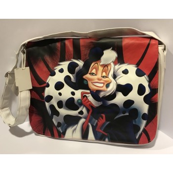 Borsa tracolla rettangolare con pattina grande vernice bianca Crudelia Demon