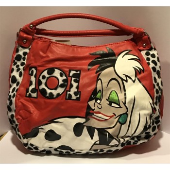 Borsa bauletto ecopelle con pelliccetta due manici Crudelia "101" Rossa