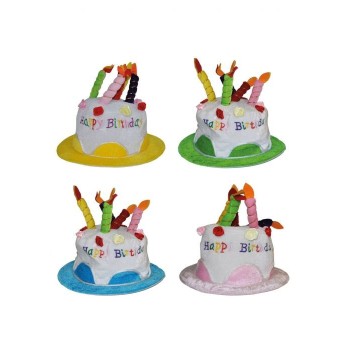 Cappello torta con candeline 3D - Colori assortiti