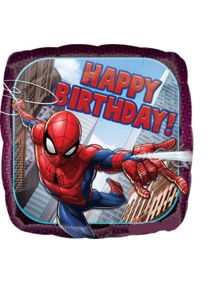Palloncino mylar 18" Cm. 46 - Quadrato Spiderman Happy Birthday
