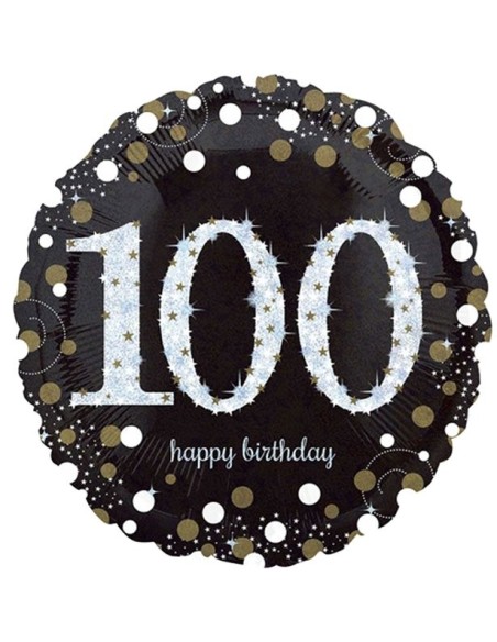 Palloncino mylar 18" Cm. 45 - Happy Birthday Black 100 anni