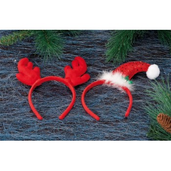 Cerchietto natalizio cappellino / orecchie Alce - Soggetti assortiti