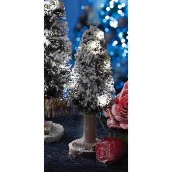 Albero di Natale rattan innevato con 10 led Cm. 32x12