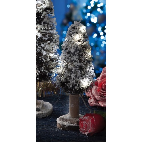 Albero di Natale rattan innevato con 10 led Cm. 32x12