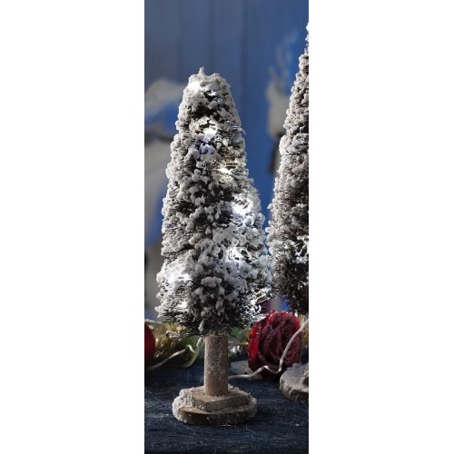 Albero di Natale rattan innevato con 15 led Cm. 42x12