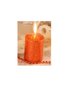 Candela cera cilindro glitterata rossa Cm. 7x10
