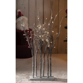 Decorazione ramoscelli innevati con 48 led Cm. 90x30x13