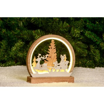Decorazione in legno scenario con led Cm. 23x25x7