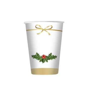 Bicchieri carta 200 cc. Christmas Chic - Confezione 8 pezzi