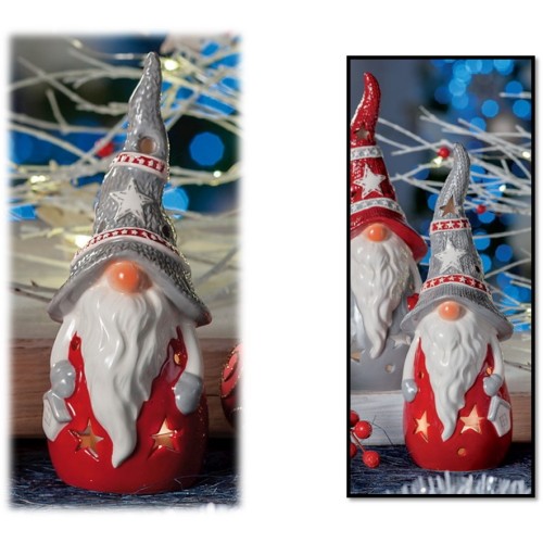 Portatealight in ceramica Babbo Natale Cm. 18x6 - Colori assortiti