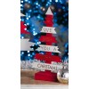 Albero di Natale in legno con scritta Cm. 30x16 - Colori assortiti