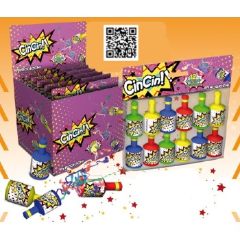 Bottigliette sparacoriandoli "Cin Cin" - Blister 12 pezzi