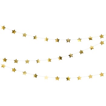 Ghirlanda di stelle metallizzata Gold Mt. 3,60
