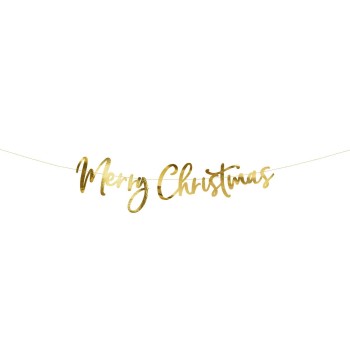 Festone scritta metallizzata "Merry Christmas" Gold Cm. 83x22