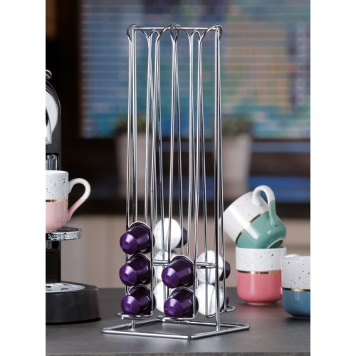 Porta cialde caffè cromato 32 capsule Cm. 33x12