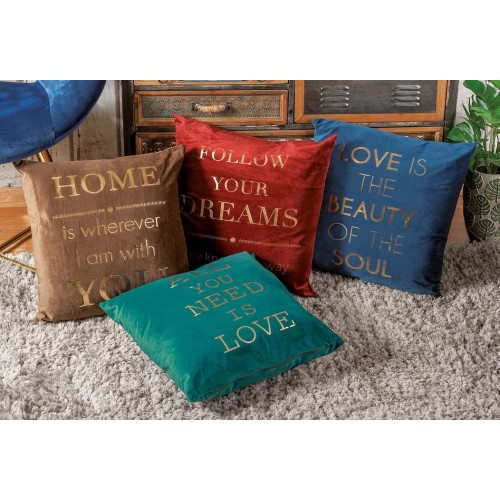 Cuscino quadrato vellutato "Home" Cm. 45x45