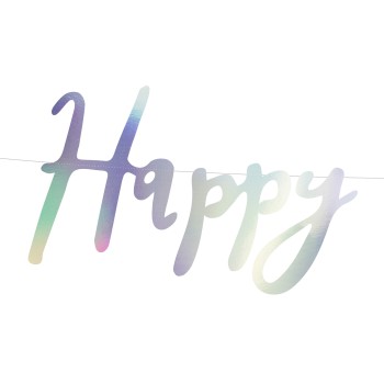 Festone scritta iridescente "Happy Birthday" Cm. 62x17 2