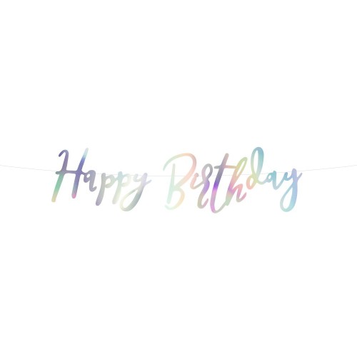 Festone scritta iridescente "Happy Birthday" Cm. 62x17