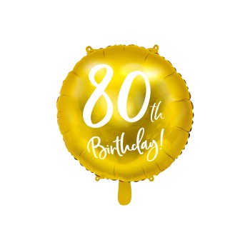 Palloncino mylar 18" Cm. 45 Gold - 80th Birthday!
