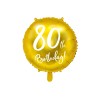 Palloncino mylar 18" Cm. 45 Gold - 80th Birthday!
