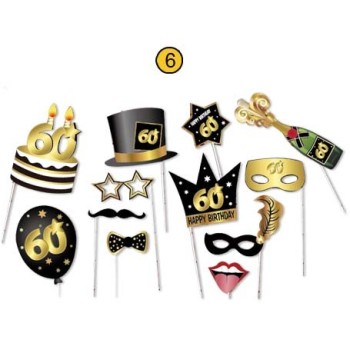 Selfie stick - Photo Booth - Accessori per foto - Blister 12 pezzi - 60 anni