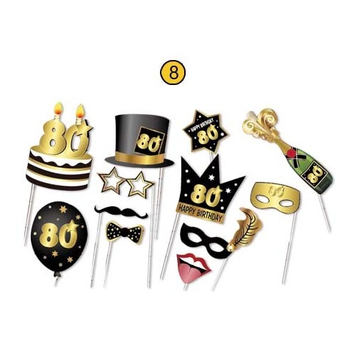 Selfie stick - Photo Booth - Accessori per foto - Blister 12 pezzi - 80 anni