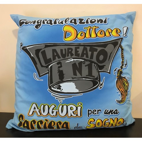 Cuscino quadrato Cm. 40x40 Laurea "Congratulazioni Dottore"