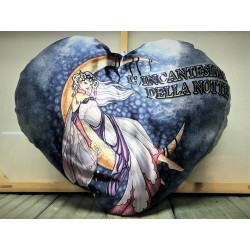 Cuscino satin cuore Cm. 35 "Il mondo fatato" - L'incantesimo della notte