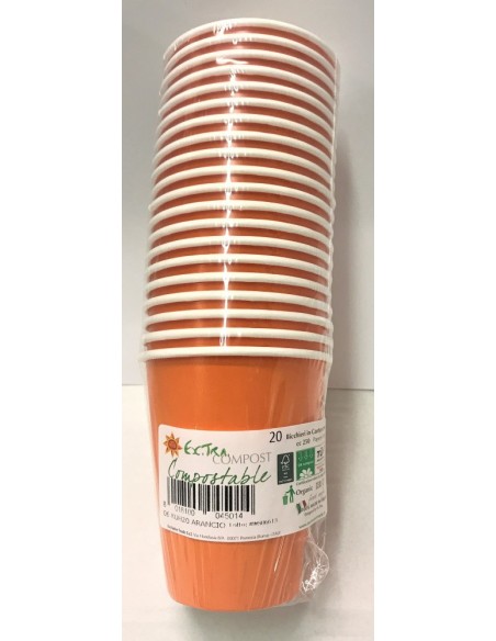 Bicchiere compostabile 250 cc. - Arancione - Confezione 20 pezzi