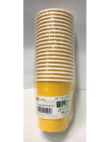 Bicchiere compostabile 250 cc. - Giallo - Confezione 20 pezzi