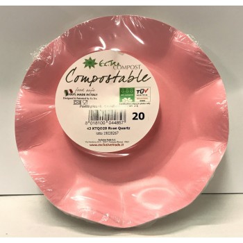 Piatto piccolo compostabile Cm. 21 - Rosa Quarzo - Blister 20 pezzi