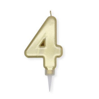 Candelina per torta "Plump" metallizzata Cm. 10 - Oro - Nr. 4