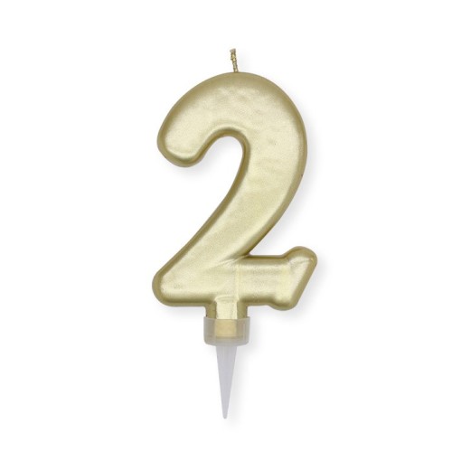 Candelina per torta "Plump" metallizzata Cm. 10 - Oro - Nr. 2