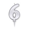 Candelina per torta "Plump" metallizzata Cm. 10 - Argento - Nr. 6