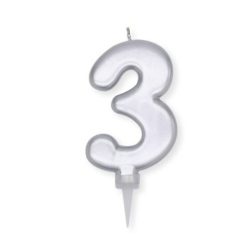 Candelina per torta "Plump" metallizzata Cm. 10 - Argento - Nr. 3